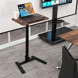 PUNCIA Adjustable Height Small Standing Desk Foldable Laptop Table with Stoppers - 90° Tiltable Rolling Computer Cart Portable Workstation Mobile Desk for Home Office Small Space Bedroom Dorm Study PUNCIA