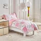 Joyreap 4 Piece Toddler Bedding Set for Girls- Pink Butterflies n Flowers Patchwork Toddler Comforter Set, Includes Quilted Comforter, Fitted Sheet, Top Sheet, and Pillow Case Joyreap