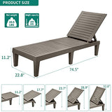 YITAHOME Chaise Outdoor Lounge Chairs with Adjustable Backrest, Multi-Functional Patio Loungers Easy Assembly & Lightweight, Waterproof Poolside Chaise Lounge with 265lbs Capacity, Set of 2, Taupe