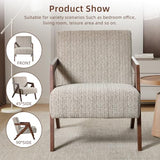 INZOY Accent Chairs Set of 2, Mid Century Modern Accent Chair with Wood Frame, Upholstered Reading Armchair with Soft Linen Fabric, Accent Chair for Living Room Bedroom Apartment, Easy Assembly, Brown INZOY
