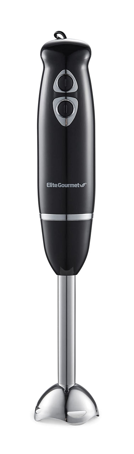 Elite Gourmet EHB1015 Immersion Hand Blender 500 Watts 2 Speed Mixing with Stainless Steel Blades, Detachable Wand Stick Mixer, Smoothies, Baby Food, Soup, Black Elite Gourmet