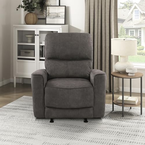 Lexicon Manual Rocker Recliner Chair, Polished Microfiber Manual Reclining Chair with Overstuffed Backrest, Comfy Nursery Recliner for Living Room/Office/Bedroom/Apartment, Easy Assembly, Chocolate