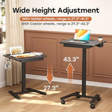 JYLH JOYSEEKER Mobile Small Standing Desk with Drawer, 23.6"x19.7" Rolling Laptop Cart on Wheels, Height Adjustable Sit Stand Computer Workstation with Storage for Compact Space, Black JYLH JOYSEEKER