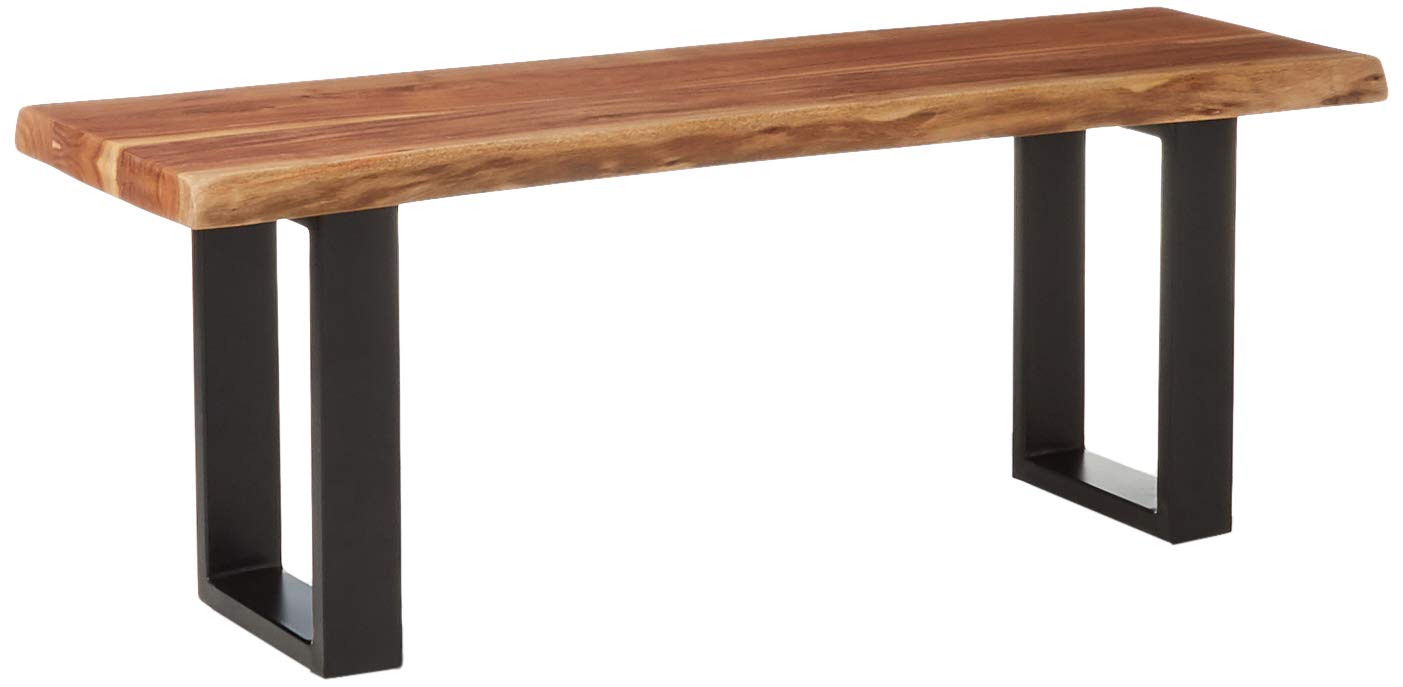 Alaterre Furniture Alpine Live Edge Solid Wood 48 inch Bench with Metal Legs, Natural - WoodArtSupply