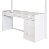 White Full Loft Bed with Desk, Bookshelf, and Storage Drawers by Harper & Bright Designs Harper & Bright Designs