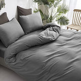 Luxlovery Grey Comforter Set Twin Dark Grey Bedding Comforter Sets Minimalist Gray Blanket Quilts Solid Breathable Soft Quilts Modern Grey Bedding Set Durable 3 Piece Comforter Set Luxlovery