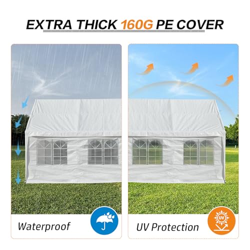 Aoodor 26 x 20 Ft Heavy-Duty Party Tent with Church Window Sidewalls, Waterproof & Weather-Resistant Large Marquee Tent for Parties, Wedding, Barbecues, Outdoor Events, White Aoodor