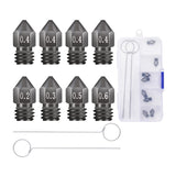 Creality 8pcs 3D Printer Hardened Steel MK8 Nozzles, Upgraded Tungsten Metal Extruder Nozzles 0.2mm, 0.3mm, 0.4mm, 0.5mm, 0.6mm with DIY Tools Storage Box for Creality Ender 3 Ender 3 V2 Sovol SV06 Creality
