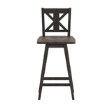 Flash Furniture Gwendolyn Commercial Grade Modern Farmhouse Barstool - Gray Wash Walnut Solid Wood Frame - Bar Height - 360° Swivel Seat - Integrated Footrest Flash Furniture