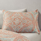 Comfort Spaces Bed in A Bag - Trendy Casual Design Cozy Comforter with Complete Sheet Set with Side Pocket, All Season Cover, Matching Shams, Twin XL(66 in x 90 in), Gloria, Damask Coral 6 Piece Comfort Spaces