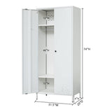 YEEZER Metal Wardrobe, Storage Cabinet with Hanging Rod，Armoire with Magnetic Door and 2 Freely Adjustable Shelves 74" H x 31.5" W x 20" D (White) YEEZER