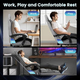 N-GEN GAMING Video Gaming Chair with Footrest Lumbar Support for Home Office High Back Recliner Height Adjustable Ergonomic Comfy Fabric Computer Desk Chair (Grey) N-GEN GAMING