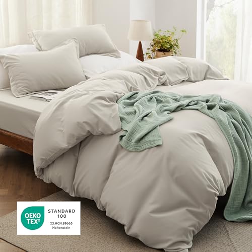 Bedsure Duvet Cover King Size with Fitted Sheet - 4 Pieces Prewashed Polyester Extra Soft Bedding Set, Includes 1 Duvet Cover 104''x90'' with Zipper Closure, 2 Pillow Shams, 1 Fitted Sheet, Linen Bedsure