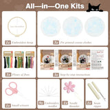 RIHYTFU 3 Pack Cat Embroidery Kits for Beginners, Adults Starter Cross Stitch Kit, Black Cat Flower Plants Patterns Hand Stamped Embroidery Kits, DIY Sewing Needlepoint
