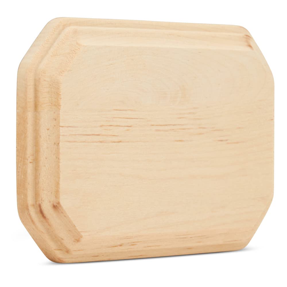 Wood Rectangle Plaque 5 inch, Pack of 1 Beveled Edge Clipped Corner Unfinished Wooden Plaque Wood Plank Craft Blanks by Woodpeckers Woodpeckers