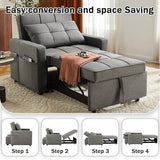 Yosonch Sofa Bed Chair Convertible ，Sleeper Sofa with Pull-Out Bed ，3-in-1 Futon Couch with Reclining Backrest and Side Pocket (Dark Grey, 35.6‘) Yosonch