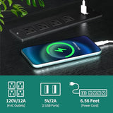 YITAHOME L Shaped Desk with Drawers & Hutch, 61" Computer Desk with Power Outlets & LED Lights, Corner Office Desk with Storage Cabinet, Drafting Table, Wood Desk, Black & Rustic Brown YITAHOME