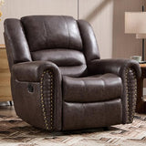 CANMOV Rocker Recliner Chair, Leather Recliner Chair with Overstuffed Backrest and Armrests, Manual Single Sofa for Living Room,Bedroom, Dark Grey