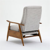 Comfort Pointe Terni Wood Arm Push Back Recliner in Sea Oat Beige Performance Fabric Comfort Pointe