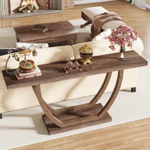 Tribesigns Console Entryway Table Farmhouse: 63 Inches Sturdy Wood Console Table for Entryway, Narrow Long Foyer Sofa Table with Geometric Legs for Hallway, Entrance, Living Room - WoodArtSupply