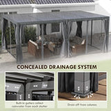 Outsunny 12' x 19' Louvered Pergola Hardtop Gazebo with Adjustable Aluminum Roof and Frame, Outdoor Pergola with Curtains and Netting, for Garden, Lawn, Backyard, and Deck, Dark Gray Outsunny