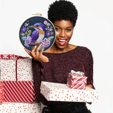 FONNUY Embroidery Kit for Beginners, Birds with Flowers Pre-Stamped Pattern Kits for Adults with Hoop, Easy to Follow Color Thread Needlework, 8'' Hoop (Purple 2)