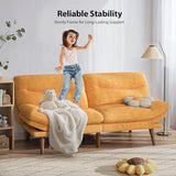 Pipishell Futon Sofa Bed, Modern 66" Futon Couch Convertible to Bed & Lounger, Compact Size, Corduroy Loveseat, Durable Construction - Fits Small Spaces, Apartments,Study Room (Yellow, 66 Inch) Pipishell