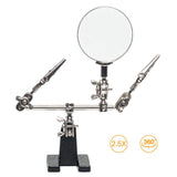 Helping Hands Magnifier Soldering Station, mlogiroa 2.5X Magnifying Glass Third Hand Soldering Stand with Dual Adjustable Alligator Clips for Welding, Jewelry, Small Precision Projects Inspection mlogiroa