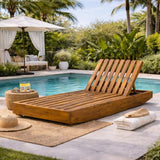 Christopher Knight Home Maril Acacia Wood Chaise Lounge Chair Outdoor, Adjustable Backrest Sun Lounger Recliner, Wooden Patio Sun Bathing Lounge Chair, Teak