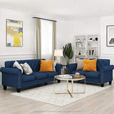 Furinno Bastia Vintage Modern Chesterfield Button Tufted 3-Seater Sofa Couch for Living Room, Navy Velvet Furinno