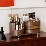 Rotating Makeup Organizer for Vanity with Brush Holder and Drawer, 3 Layer Cosmetic Makeup Storage, Large Makeup Skincare Organizer, Countertop Makeup Perfume Organizer, Lotions Display Case (Brown) COMFYROOM