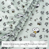 Berkshire Blanket Peanuts® Kids Sheet Set Full Size - 4 Pieces,Cute Character Snoopy Printed Soft Microfiber Bed Sheets,Mini Snoopy & Woodstock New Flower and Bees Sage Berkshire Blanket