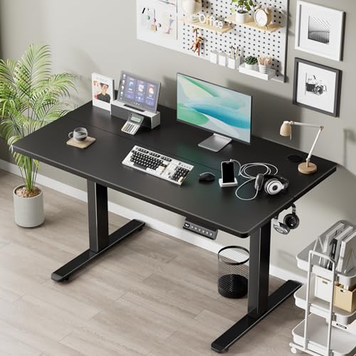 Qidbeld Standing Desk Frame, Electric Stand Up Desk Legs Frame, 3 Memory Height Settings Height Adjustable Table Legs for Max 63″ x 39.4″ Desktop, for Home Office, Black Frame Only Qidbeld
