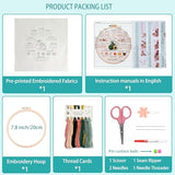 IUHUI Embroidery Kit for Beginners Adults - Spring Arrives with Blooming Beauty Easy Patterns, DIY Hand Stitching Embroidery Set with Hoop (Blue Butterfly Flowers)