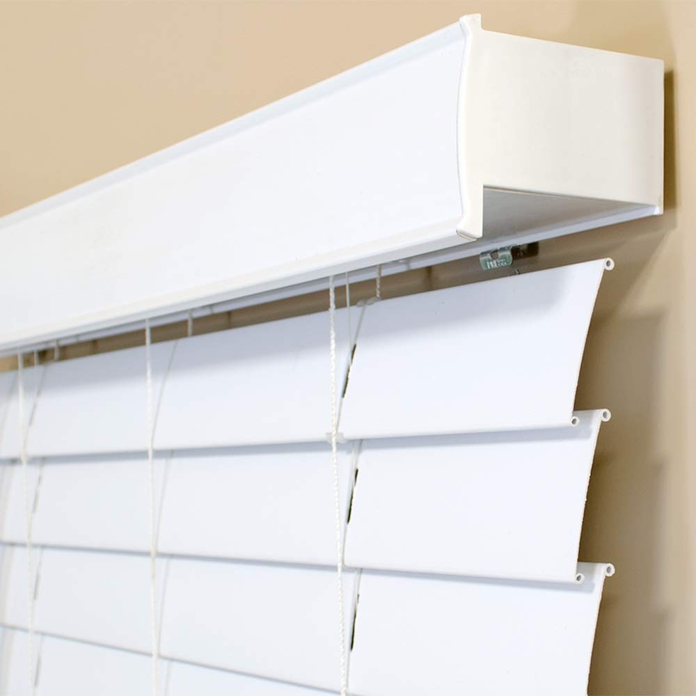 2-inch Flat Slat Faux Wood Cordless Room Darkening Blind for Windows - Starting at $18.97 - (Over 1,000 Custom Sizes), White - 18" W x 48" H Lumino