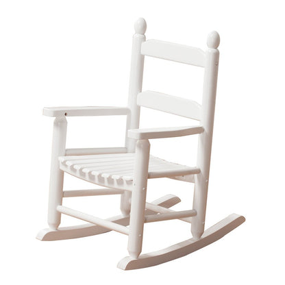 BplusZ Child's Rocking Chair for Patio, Porch, Outdoor & Indoor Use - Compact Small Wooden Rocker for Kids Ages 3-6, White