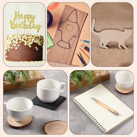Tondiamo 118 Pcs Laser Material Engraving Explore Kit Laser Engraving Blanks Set Including Acrylic, Wood, Metal, PU Leather, Rock Materials for Laser Engraver Crafting Tondiamo