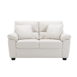 Morden Fort Faux Leather Loveseat Sofas, White Modern Luxury and Comfy Furniture Sleeper Couches for Living Room, Apartment, Office, Reading Room Morden Fort