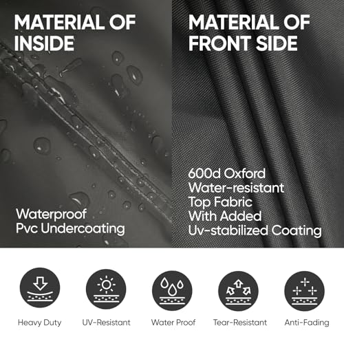 loriano Patio Furniture Covers 4 Piece, Outdoor Furniture Covers Waterproof, 600D Heavy Duty Lawn Patio Covers Set Grey-Black loriano