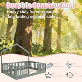 Mirightone Full Floor Bed with High Rails, Wooden Montessori Bed Frame with Single Color Light and House Shape Design, Low Profile Beds for Kids, Boys and Girls, Grey Mirightone