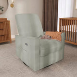 évolur Harlow Upholstered Power Glider Recliner with USB Charging – Rocking & 275° Swivel with Smooth Glide – Greenguard Gold & FSC Certified – Modern Nursery and Living Room Chair in Light Grey