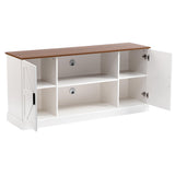 HollyHOME TV Stand for TVs up to 65”, Wood Entertainment Center with Adjustable Storage Shelves, Media TV Console Table for Living Room and Bedroom, White HollyHOME