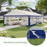 AMERLIFE 20 x 40 FT Party Tent with Rolled Sidewalls, Heavy Duty Wedding Tent for Party Outside with Zinc Alloy Tube & Spiral Stakes, Waterproof Event Shelters, White & Blue AMERLIFE