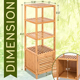 SereneLife 5-Tier Bamboo Corner Rack Cabinet - Slim Freestanding Storage for Bathroom, Towel, and Bookshelf SereneLife