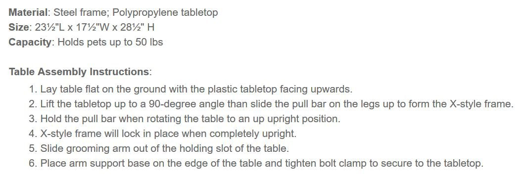 Master Equipment Steel Versa Competition Pet Grooming Table Master Equipment