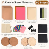 MiniStarCut 80 PCS Laser Materials Exploration Kit, DIY Laser Engraving Supplies Including Metal, Wood, PU Leather, Paper, Rock MiniStarCut