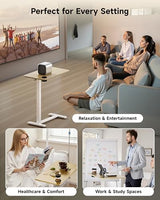 BIZUM Adjustable Bedside Table with Swivel Hidden Wheels Pneumatic Rolling Desk Mobile Standing Desk with Cup Holder for Hospital Home(27.6"x15.8" Maple) BIZUM