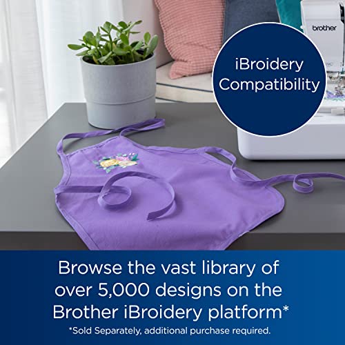 Brother PE545 Embroidery Machine, Wireless LAN Connected, 135 Built-in Designs, 4" x 4" Hoop Area, Large 3.7" LCD Touchscreen, USB Port, 10 Font Styles Brother