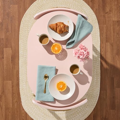 Best Choice Products 3-Piece Oval Dining Table Set,Modern Small Kitchen Dinette w/ 2 Chairs, Metal Frame, Curved Backrests - Pink/Gold Best Choice Products