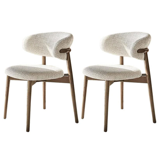 WJIHUYU Set of 2 Mid Century Modern Walnut Dining Chairs, Wood Arm Beige Fabric Kitchen Cafe Living Room Decor Furniture with Vintage Farm Wooden Base for Kitchen Dining Cafe - WoodArtSupply